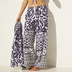 Anthropologie top-rated wide leg thicker linen Sz L and XL pants, runs large